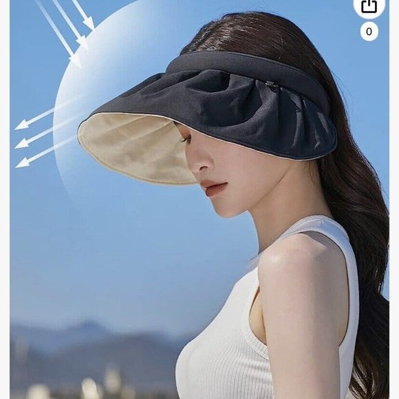 Ladies women summer sun visor beach hat Brand New Black - Picture 5 of 6